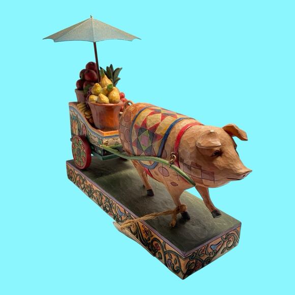 Jim Shore This Little Piggy Went To Market Pig Fruit Cart Heartwood Creek Enesco - Picture 2 of 16